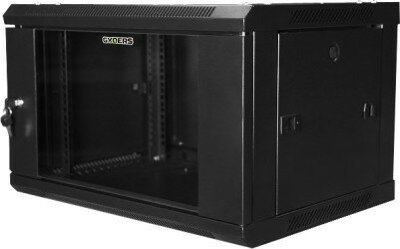 Шкаф настенный 19" 12U 600х600х635 GYDERS GDR-126035B, стеклянная дверь черный