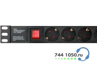 Блок розеток в стойку 19 1U 8 розеток 250В, с выключателем и отсоединяемым шнуром для UPS GYDERS GDR-PDU-812-3