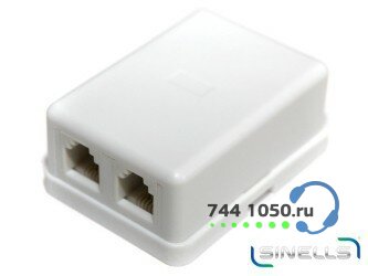 Евророзетка телефонная настенная 2 порта RJ-12 (6P4C) SINELLS SNL-64122