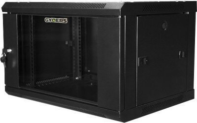 Шкаф настенный 19 12U 600х450х635 мм GYDERS GDR-126045B, стеклянная дверь черный